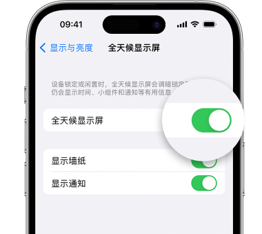 会东苹果15预约维修分享iPhone15如何设置全天候显示屏幕可见 